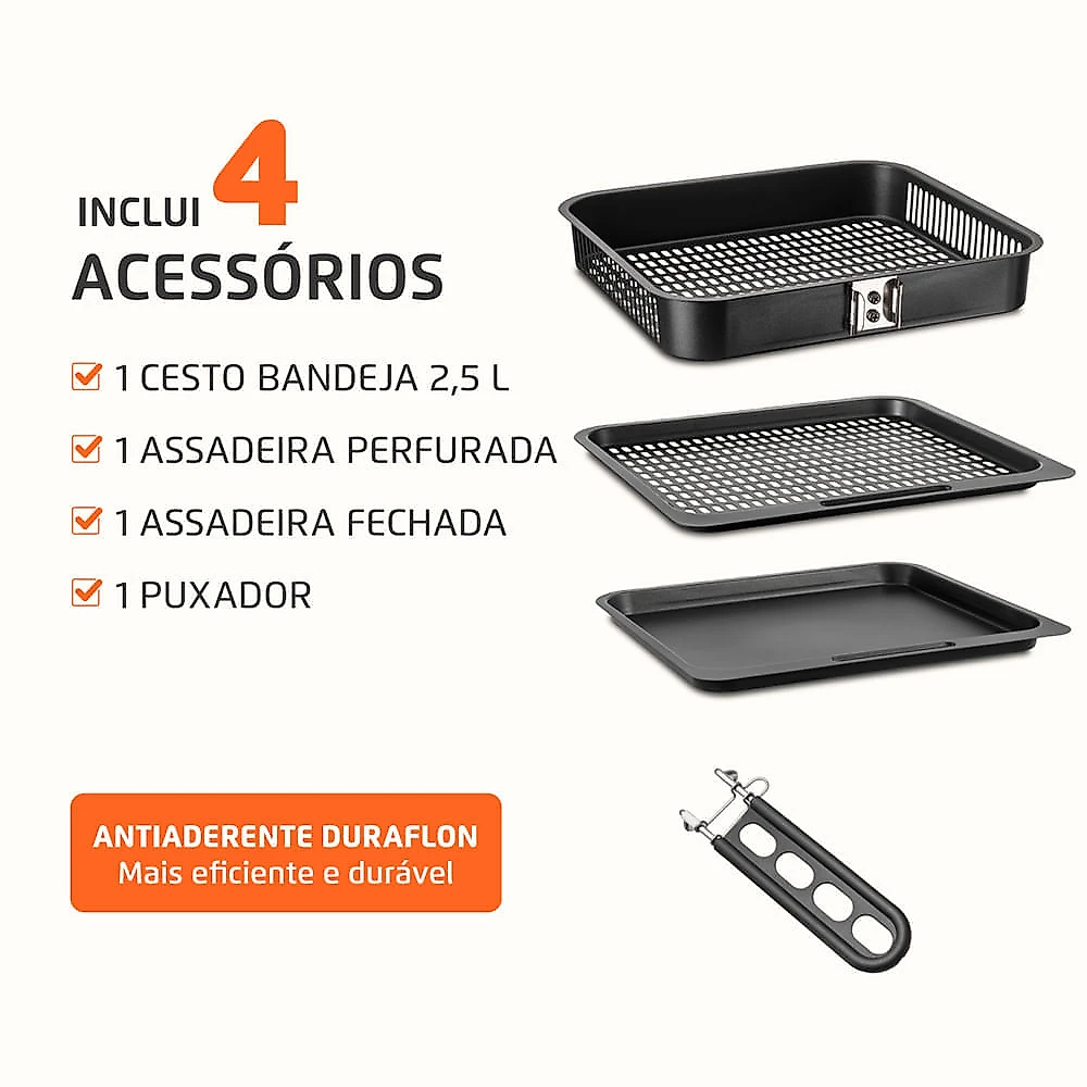 Fritadeira Air Fryer Forno Oven 14L Mondial Preto/Prata 2000W - AFON-14L-IMT-CT 127V