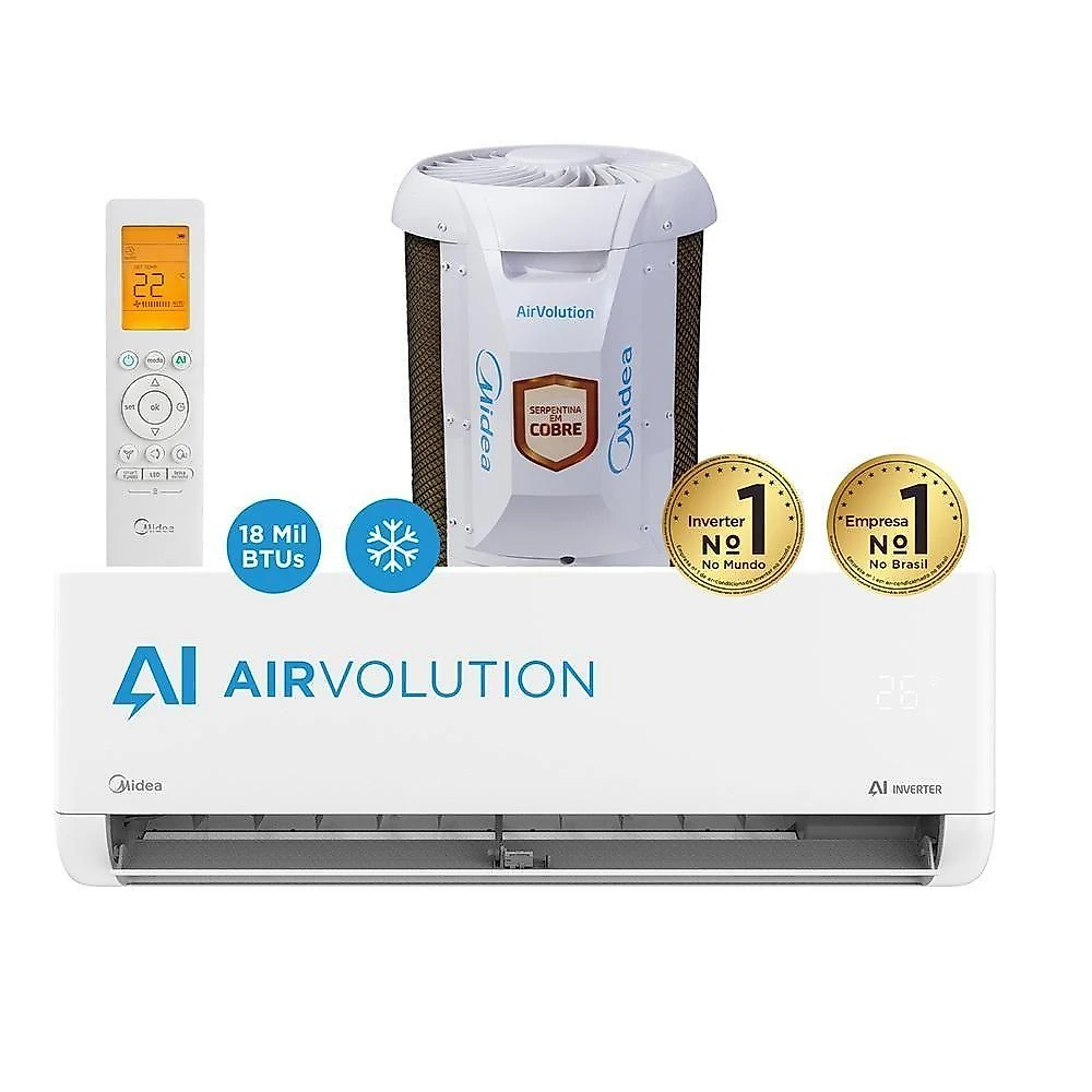Ar Condicionado Split Midea Hi Wall Inverter AI Airvolution 18.000 Btu/h Frio Monofásico 42EFVCA18M5/38TAVCA18M5 220V