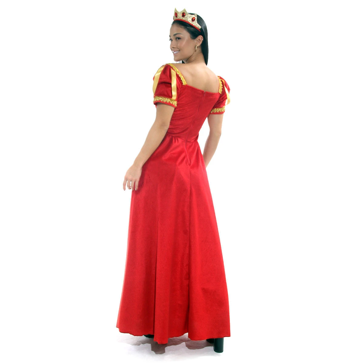 Miniatura Fantasia de Rainha Vestido Adulto de Veludo Vermelho e Coroa G