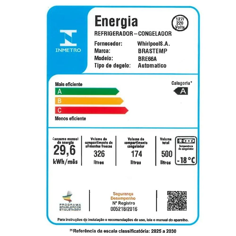 Geladeira Brastemp Frost Free Inverse B=Smart BRE66AK, 500 Litros, Inox - Bivolt
