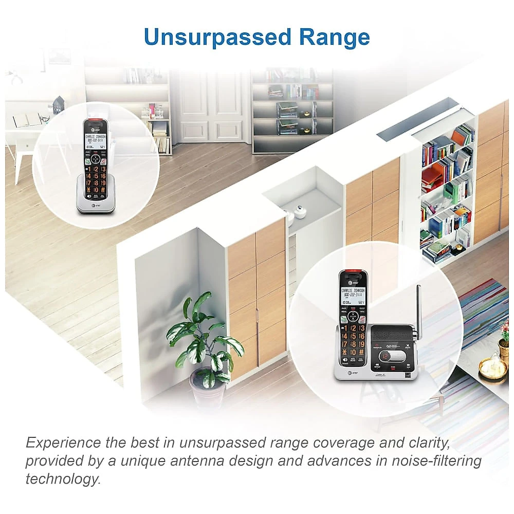 Telefone Sem Fio AT&T BL1022 DECT 6.0 com 2 Aparelhos, Bloqueador de Chamadas e Identificador de Chamadas em Prata - Kit Residencial