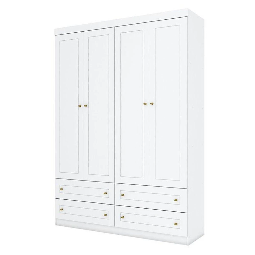 Quarto Infantil 4 Portas Americano Com Berço Tutto New Branco Fosco E Colchão Ortobom - Matic