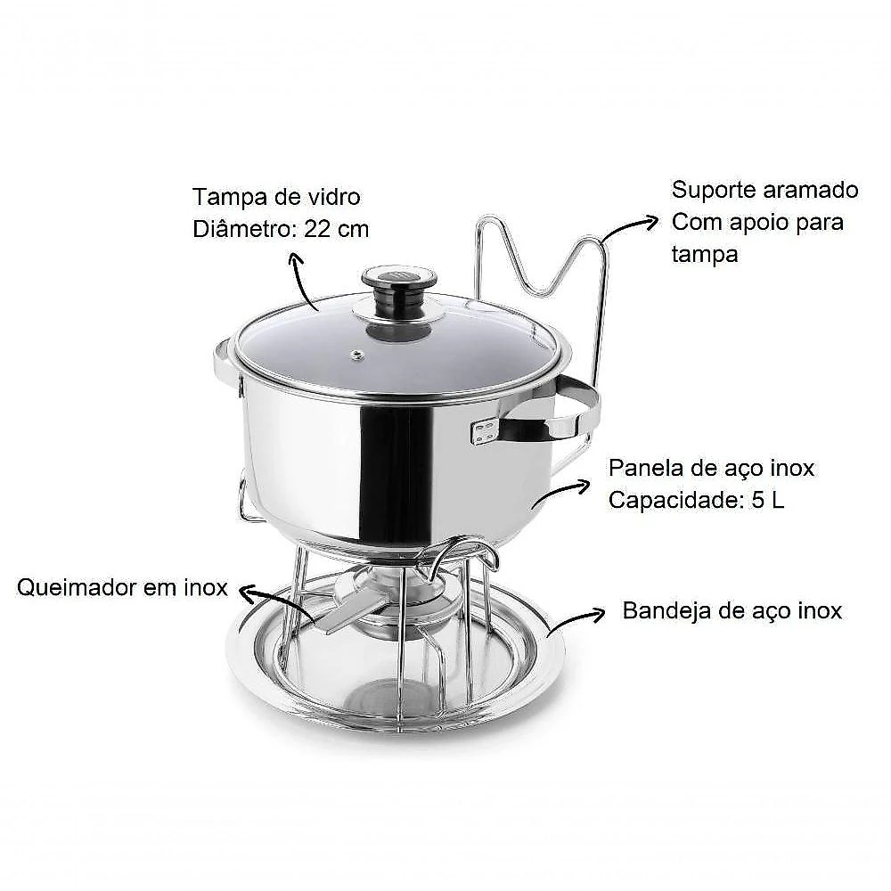 Le Rechaud Inox 5 Litros Panela Para Buffet Restaurante Casa Servir Pratos Quentes Aço Inoxidável