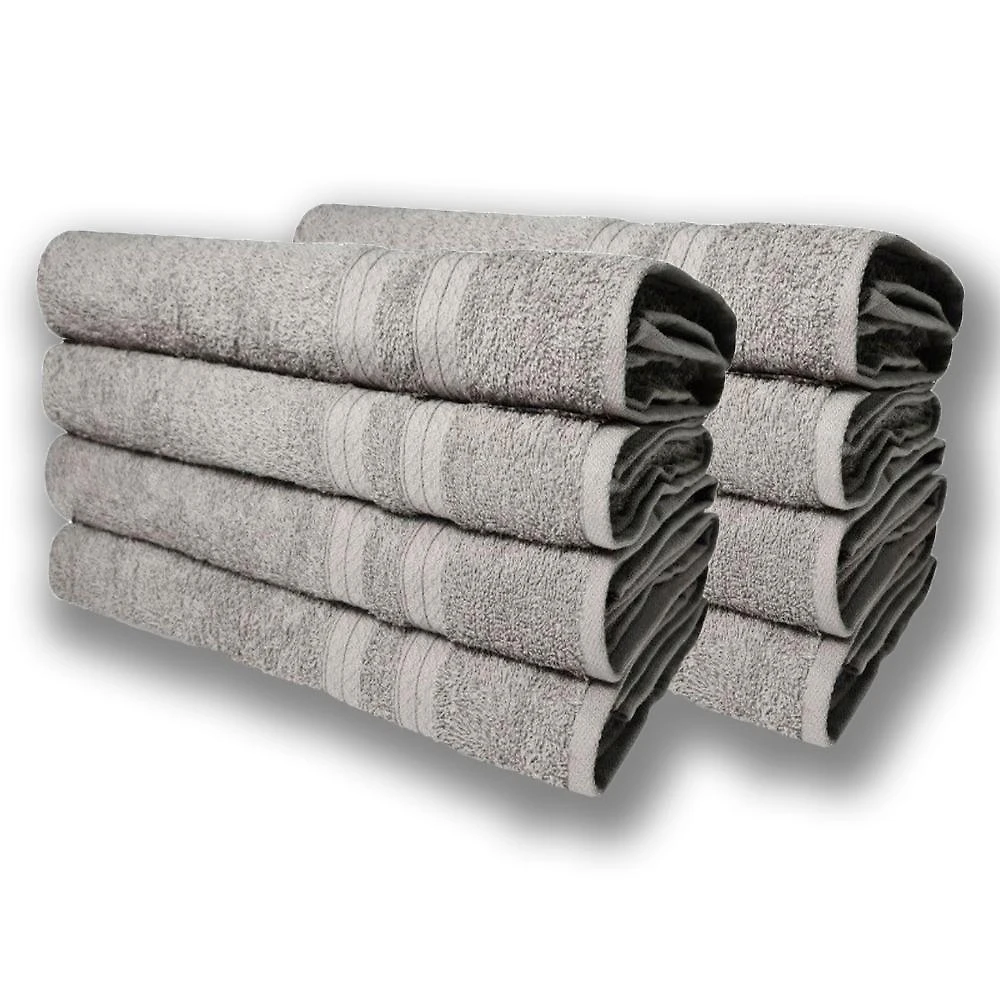 Kit 8 Toalhas De Banho Itália Soft 100% Algodão 430g/m 80x150cm - Cinza