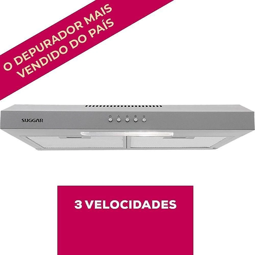 Depurador Slim Suggar Dps161pr 60cm 3 Velocidades Prata 127v