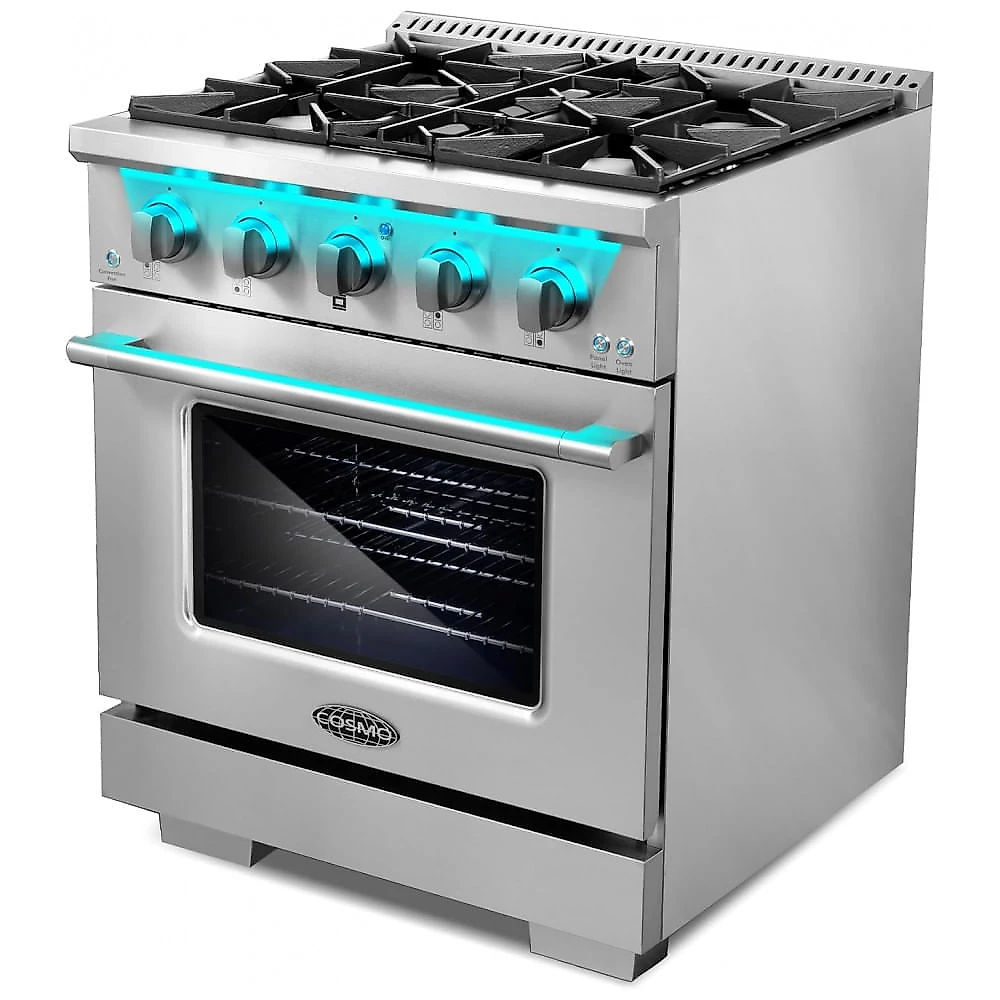 Fogão 4 bocas 76cm Cosmo inox Vista forno a gás 99L convecção 110V