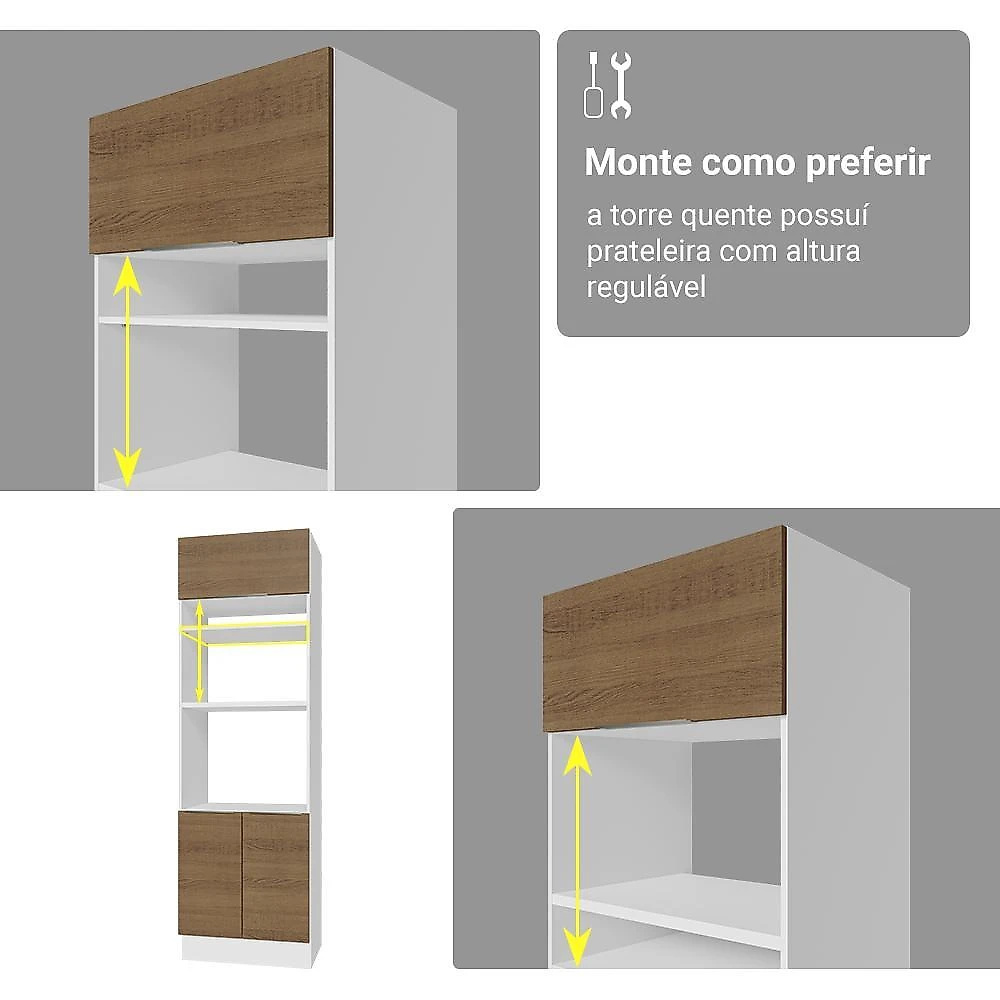 Armário de cozinha completa 549cm branco/rustic stella madesa 01