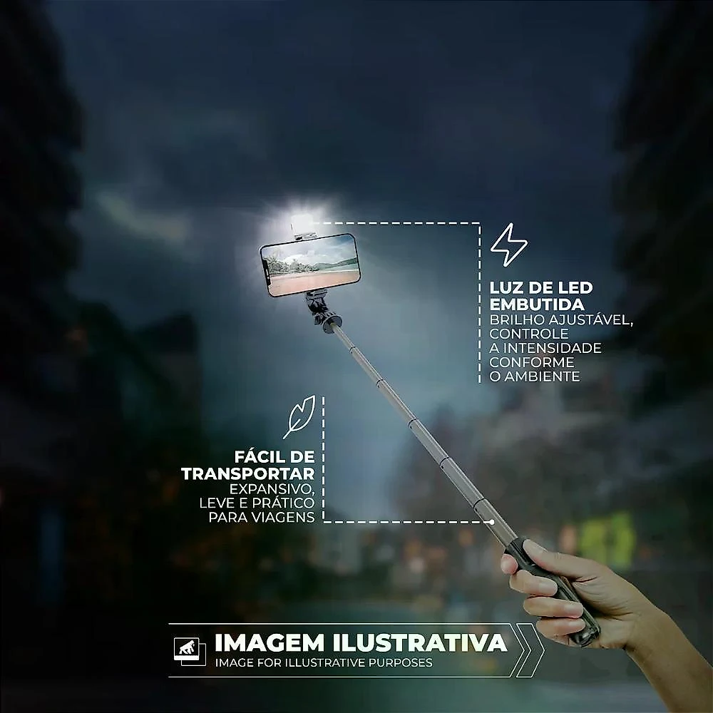 Tripé Bastão Survivor com Selfie Light