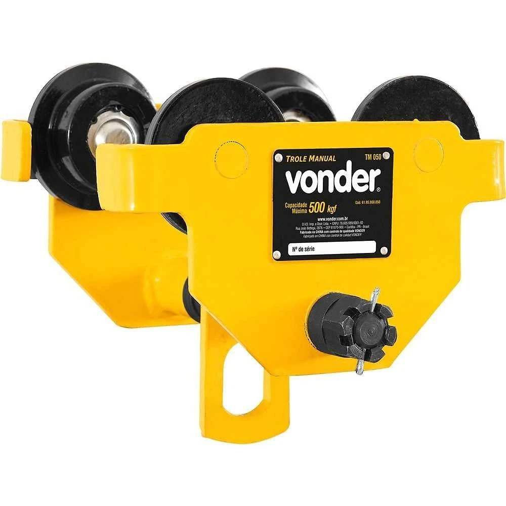 Trole Manual TM 050 para Cargas 0,5 Tonelada em Vigas Tipo I com Rolamentos Vonder