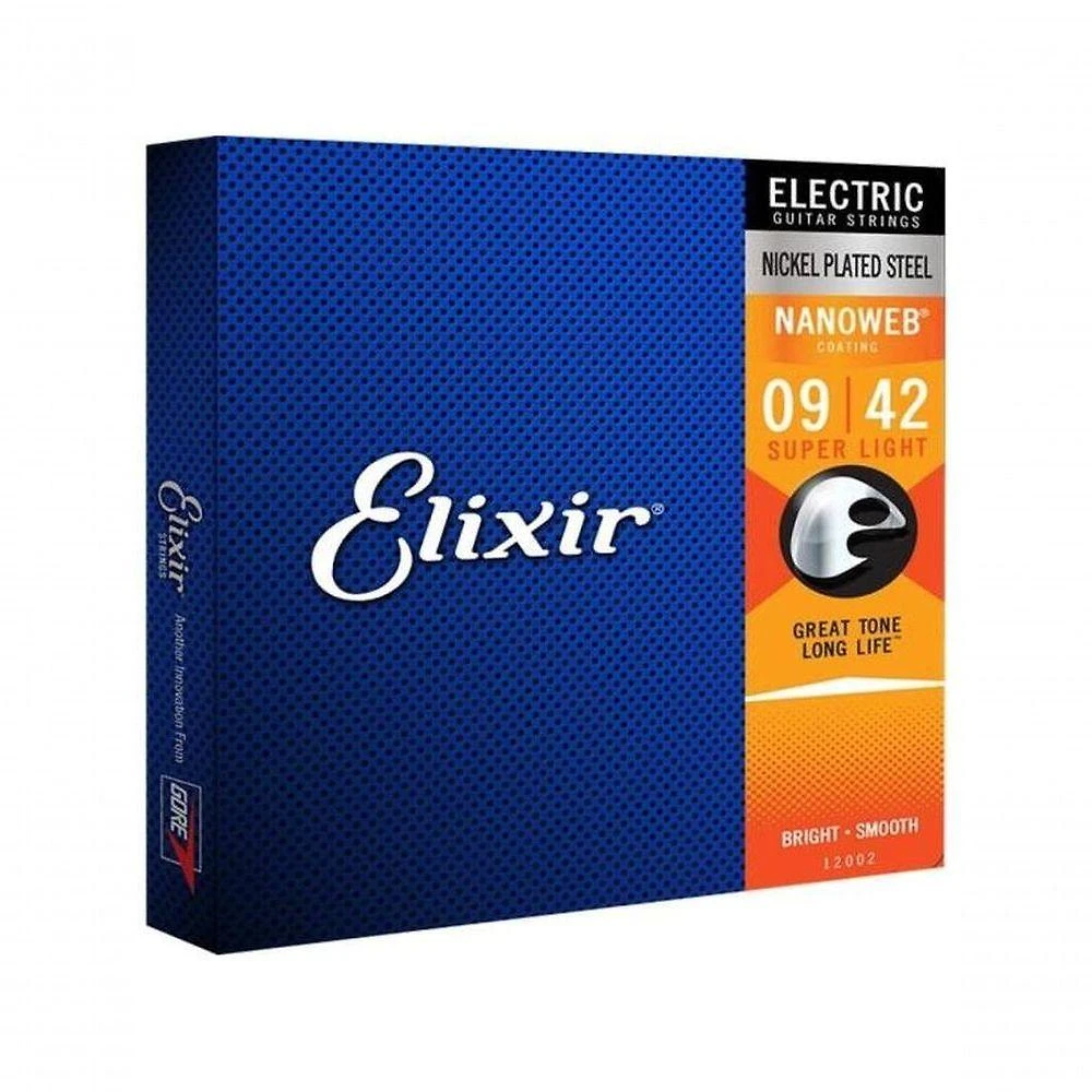 Encordoamento para Guitarra .009 Super Light Nanoweb com Timbre Brilhante e Toque Suave Elixir