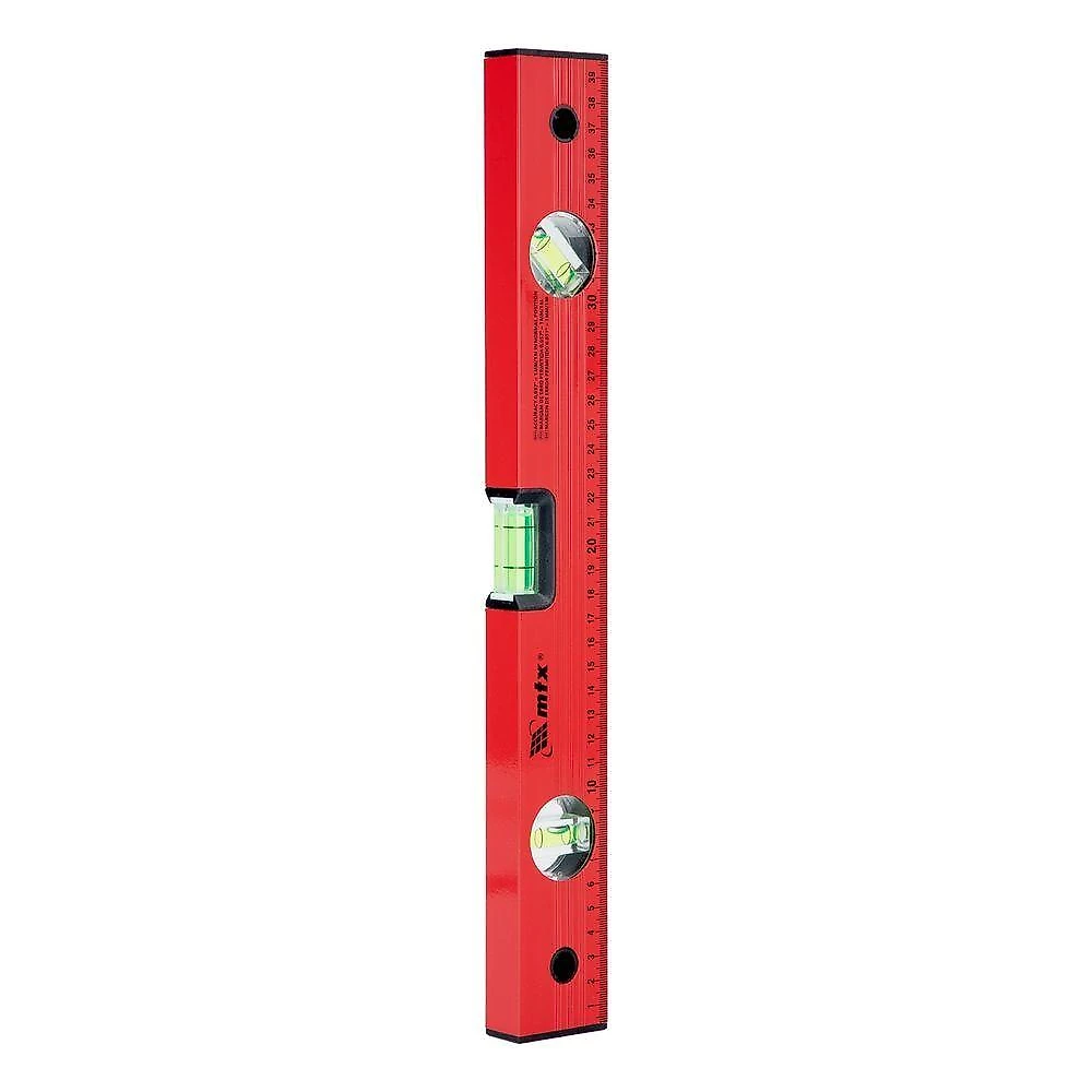 Nível de Alumínio com Régua 332209 3 Bolhas 400mm Vermelho Mtx