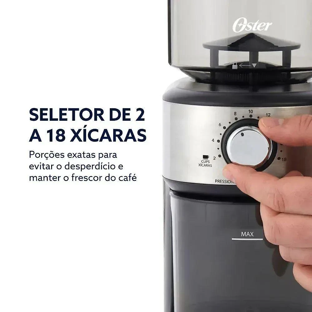 Cafeteira Expresso Oster Primalatte Touch com Moedor Precision 18 Níveis Cinza 110V