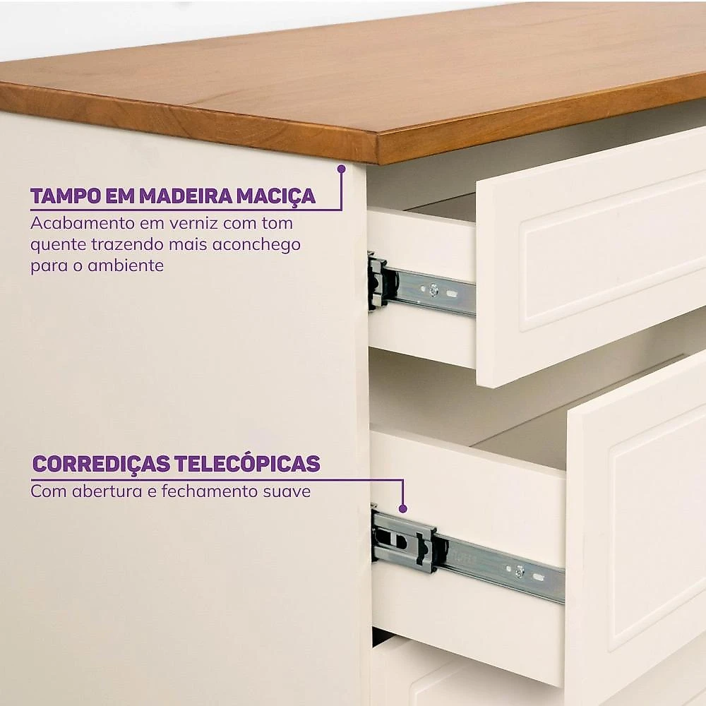 Quarto de Bebê Completo 1 Berço 1 Cômoda e 1 Guarda Roupa Baby Ananda Casatema MadeiraOriginals Quarto de Bebê Completo 1 Berço 1 Cômoda e 1 Guarda Roupa 2 portas Baby Ananda Casatema OffWhite/Mel