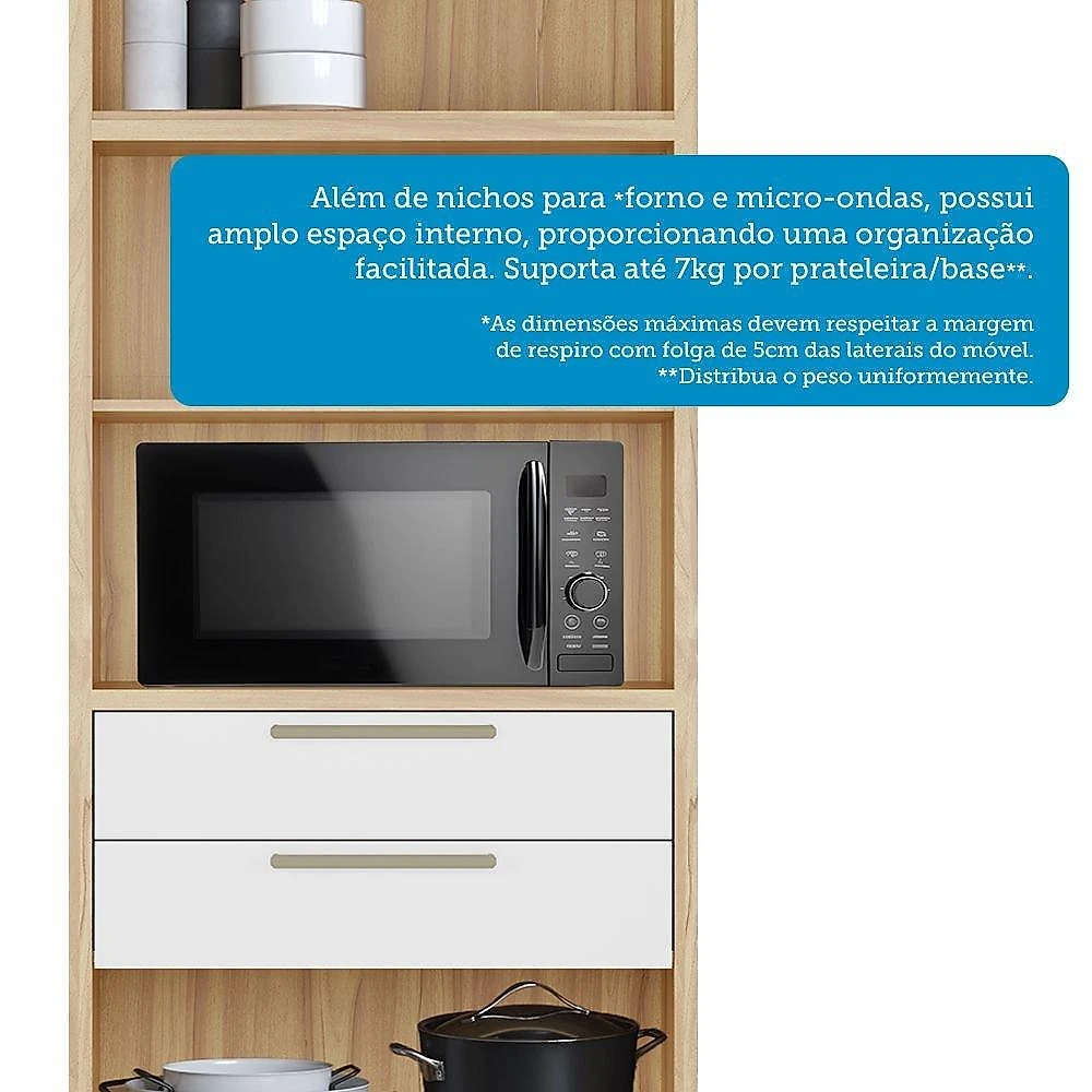 Paneleiro Torre Quente com 2 Portas 2 Gavetas e Espaço Micro-ondas 100% MDF Vicenza Espresso Móveis Paneleiro Torre Quente com 2 Portas 2 Gavetas e Espaço para Micro-ondas 100% Mdf Vicenza Espresso Mó Amêndoa/Branco