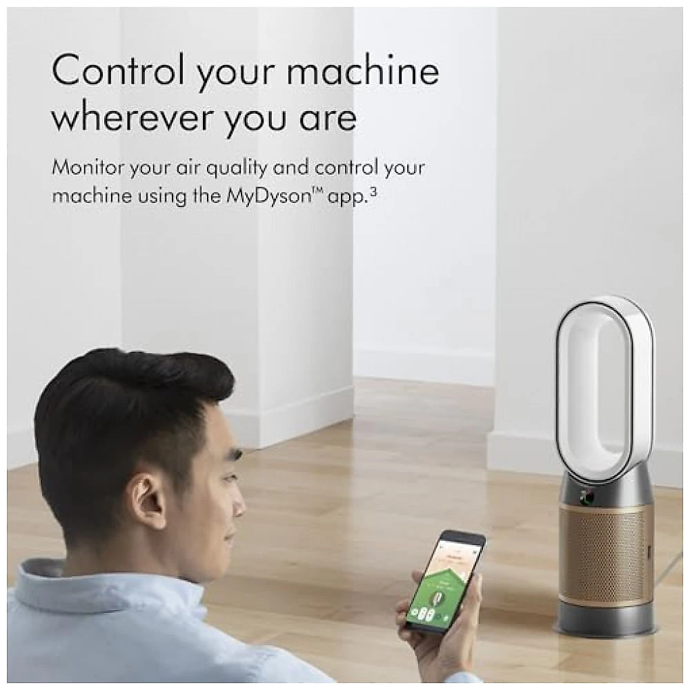 Purificador de Ar Dyson Hot+Cool Formaldeído HP09 Branco Dourado HEPA Carbono Ativado Aquecimento Resfriamento 120V
