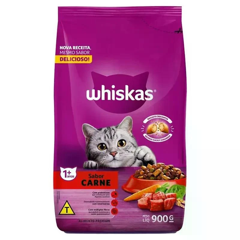 Ração Para Gatos Carne Pacote 900g - WHISKAS