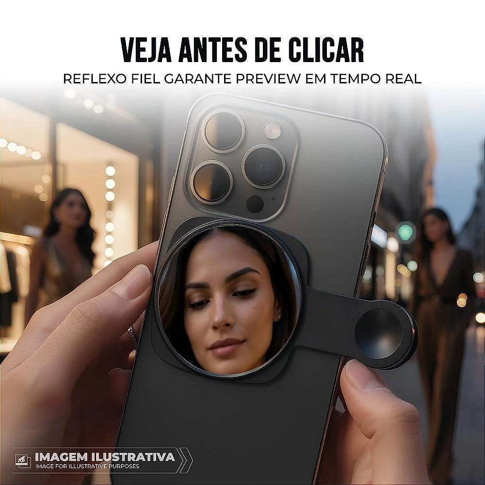Espelho para Selfie Traseira para Celular Gshield Snapview com Clip Universal em Acrílico e Vidro
