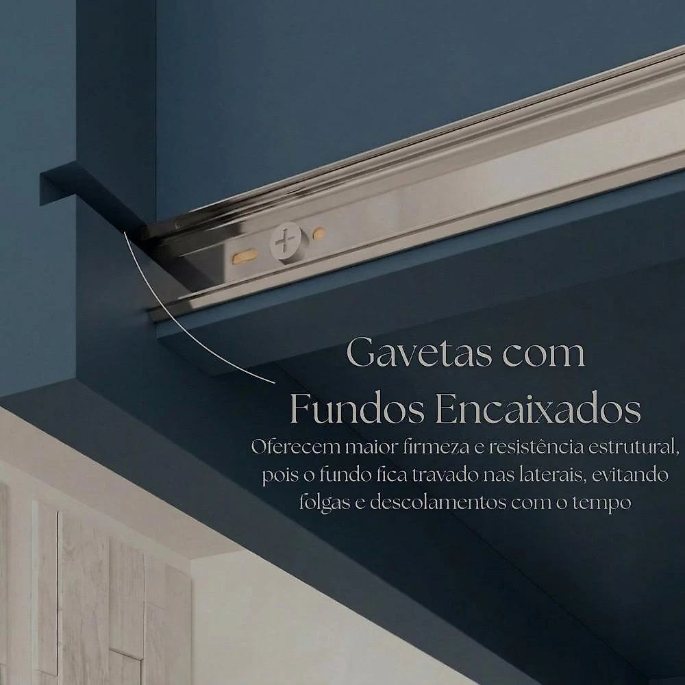 Cozinha Compacta Modulada 7 Portas 3 Gavetas 100% Mdf 2 Tampos Sevilha Azul Órion