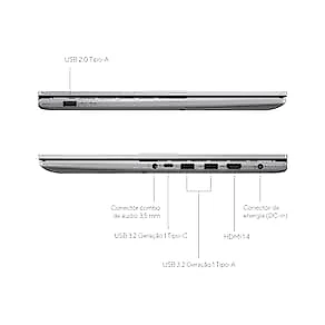Notebook ASUS Vivobook 15 Core i5, 8GB RAM, 256GB SSD, Tela 15,6” FHD Windows 11, Cool Silver– X1504VA-NJ1738W
