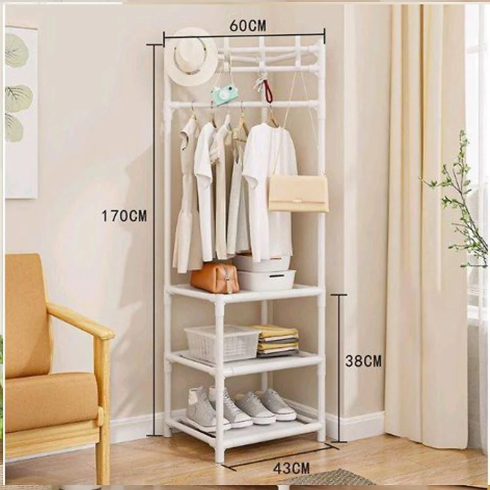 Sapateira Rack Canto Cabides Roupas Portatil Armario Organizador Dobravel Arara Branco