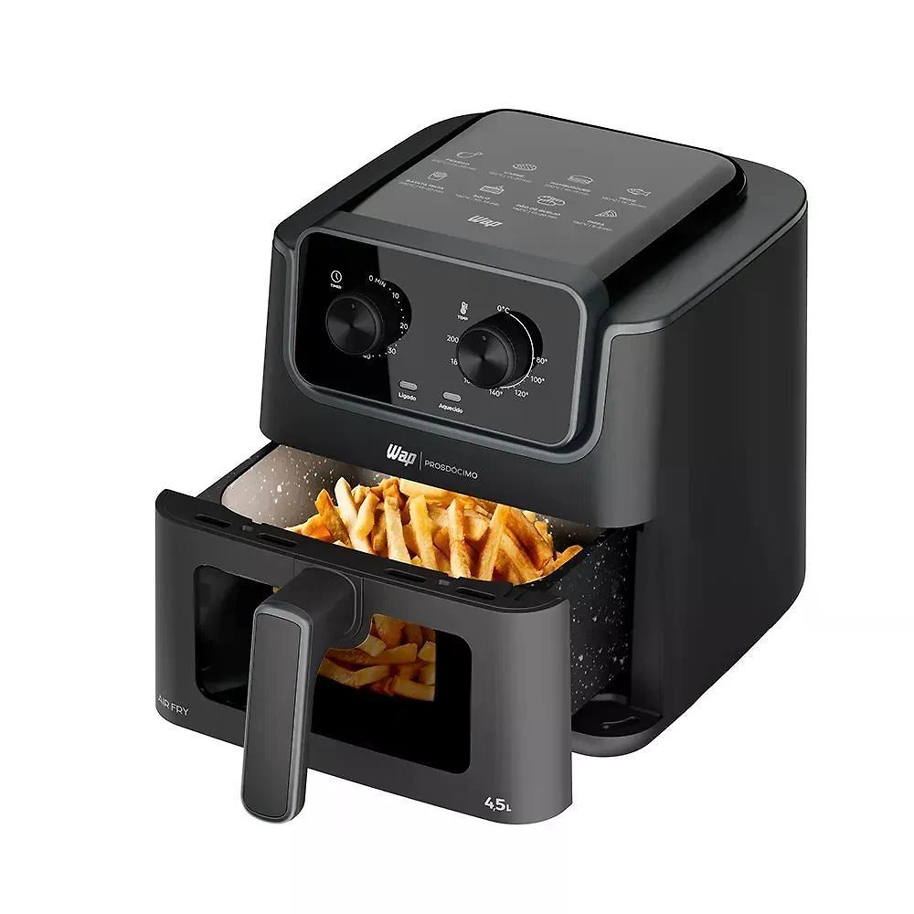 Fritadeira Elétrica Air Fryer WAP AF01 4,5L 1300W Multifuncional Preto 110V