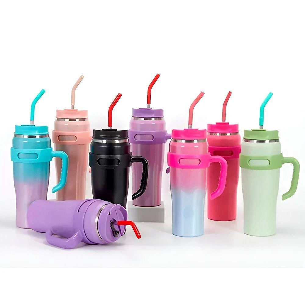 Copo Térmico WU-360 Inox 304 Esmaltado Glitter 1200ML com Canudo Rosa Shopmix
