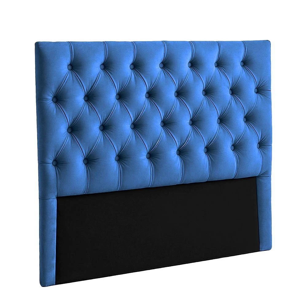 Cabeceira Estofada King Luna Nature Veludo Azul 193x136