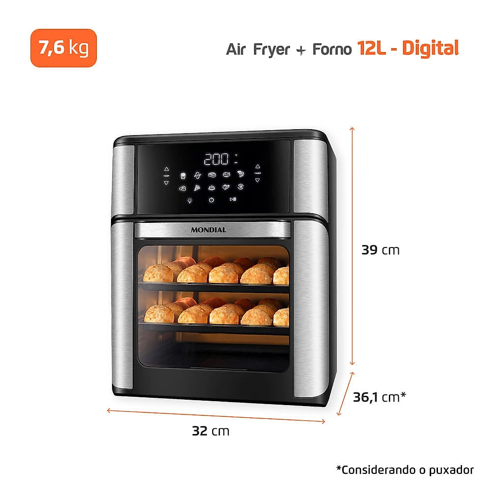 Fritadeira Air Fryer Forno Oven 12L 220V - Mondial