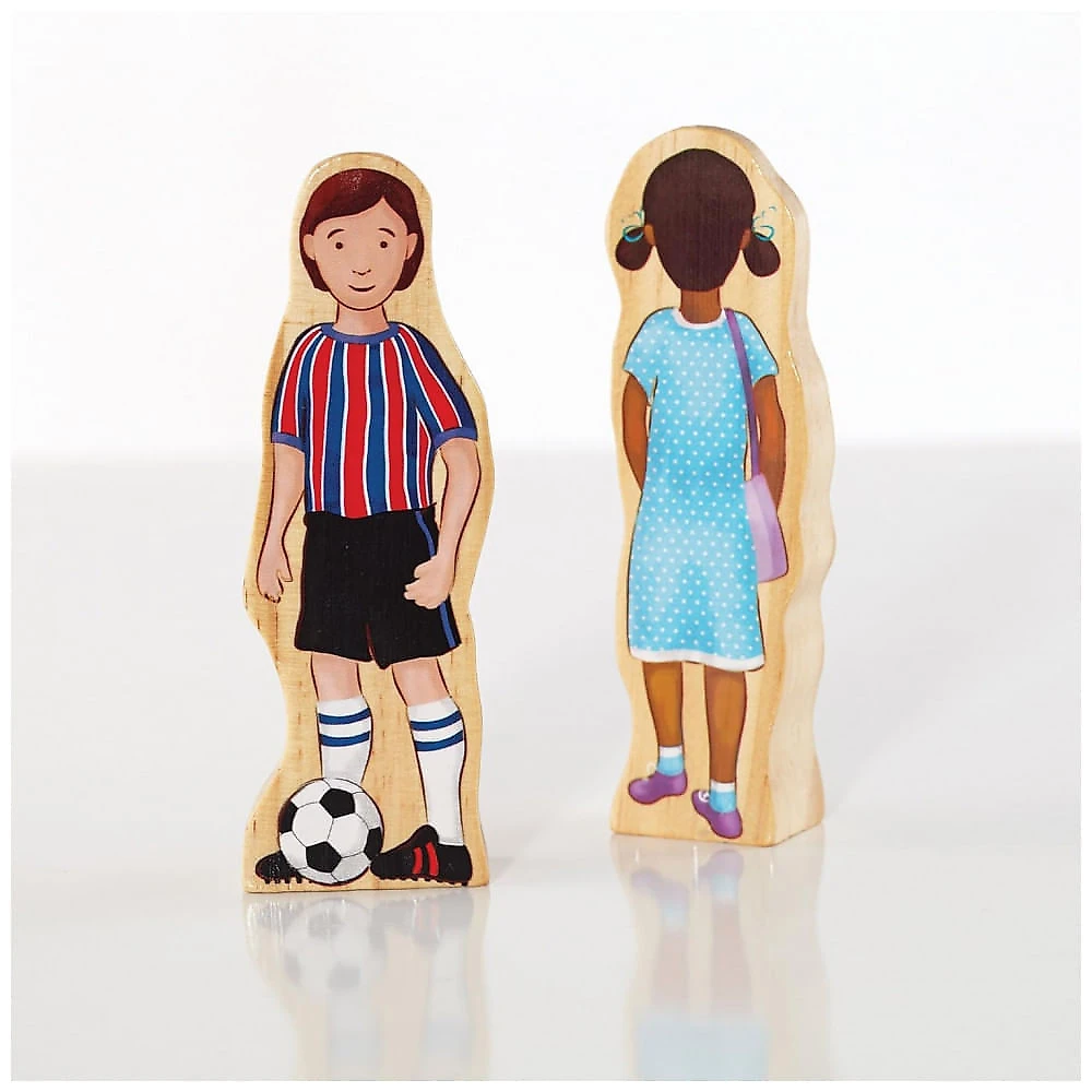 Conjunto de figuras em madeira Guidecraft Wedgies Multicultural Family Set com 28 personagens
