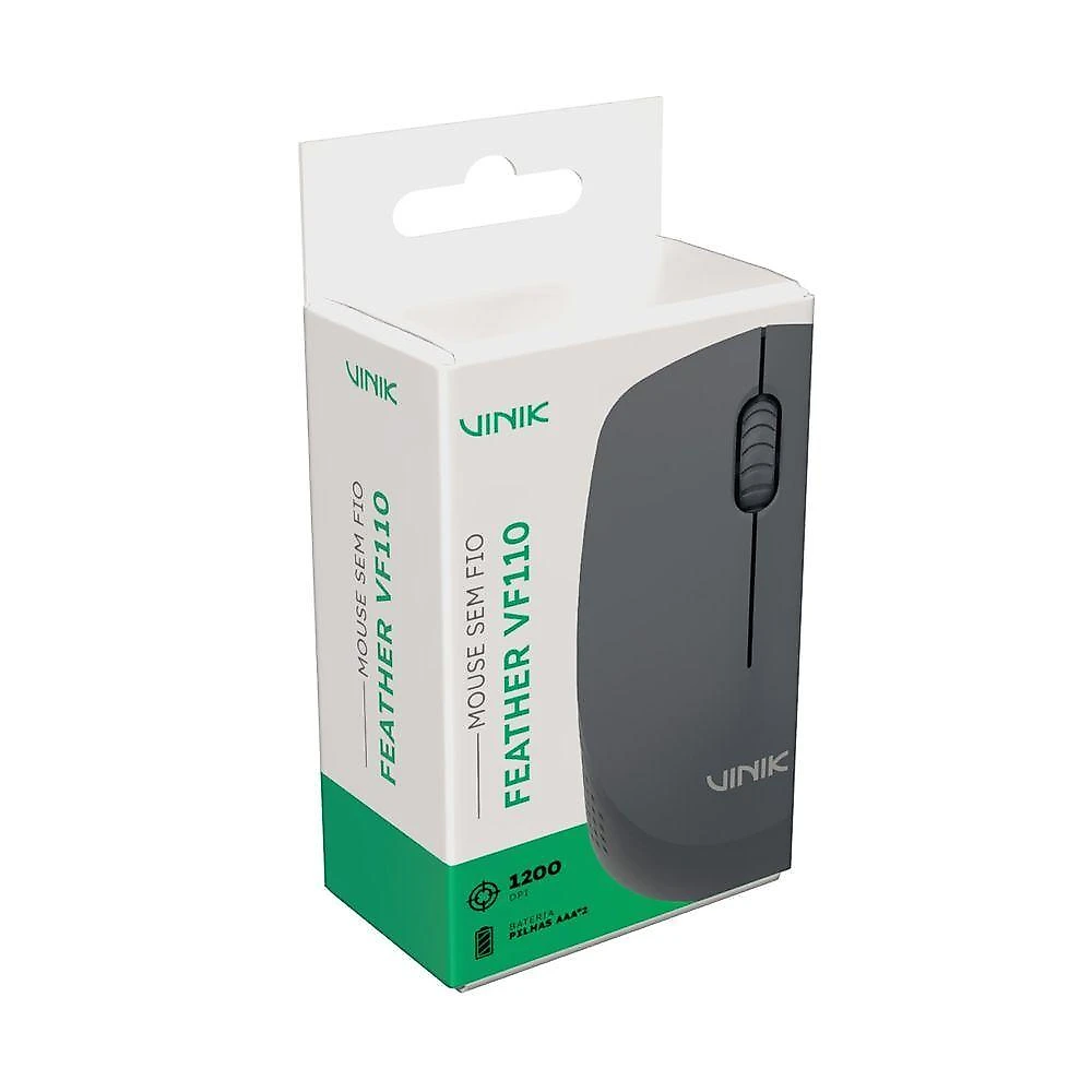 Mouse Sem Fio Vinik Feather Vf110 1200dpi - Cinza