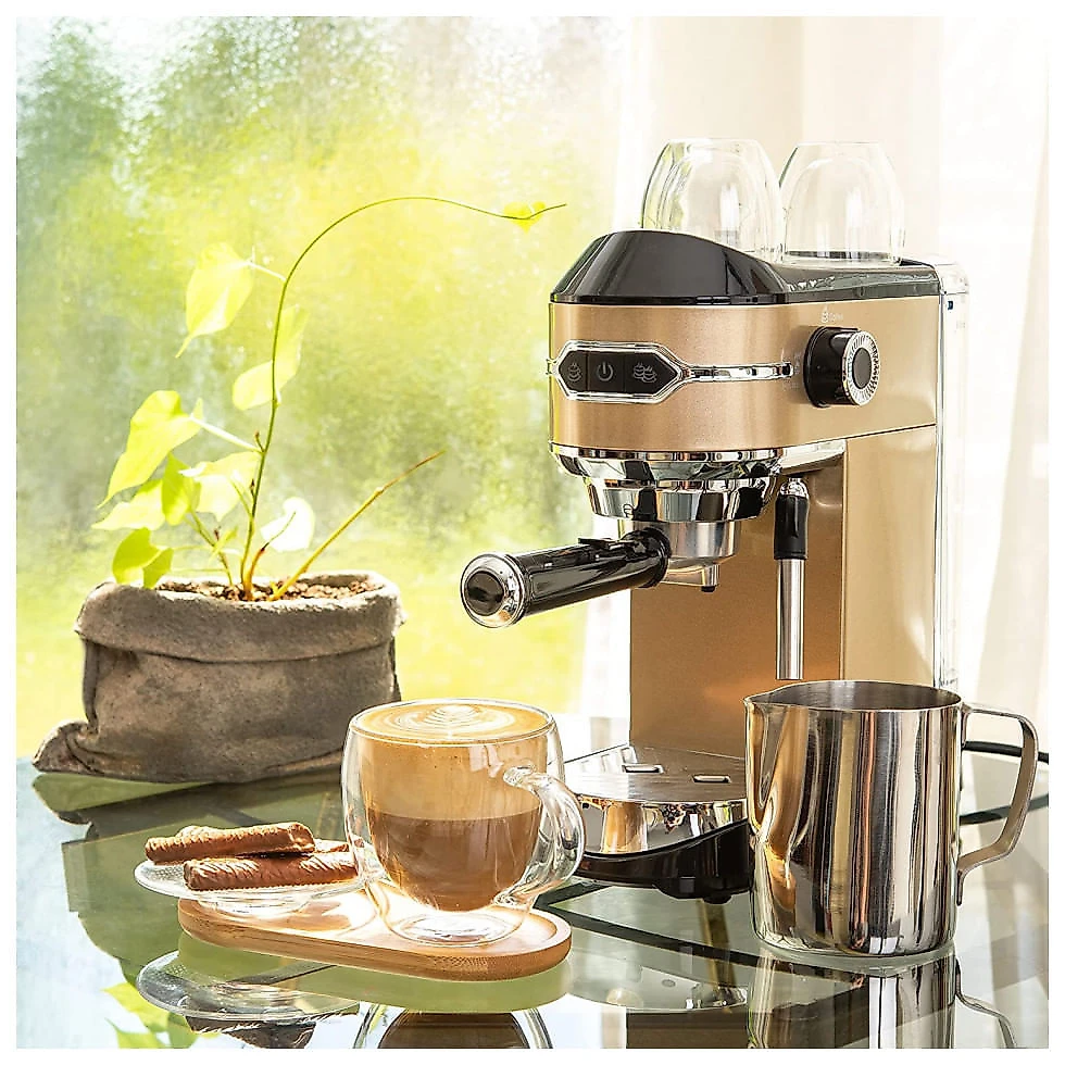 Máquina de Café Expresso 15 Bar Mixpresso 1L de Capacidade com Espumador de Leite, 110V 1450W Aço Inoxidável