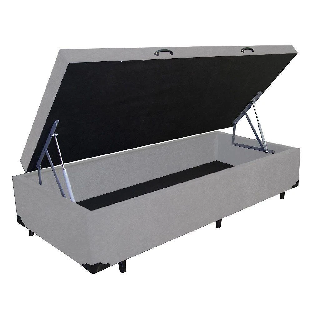 Cama Box Baú Solteiro Cinza Suede 88x188