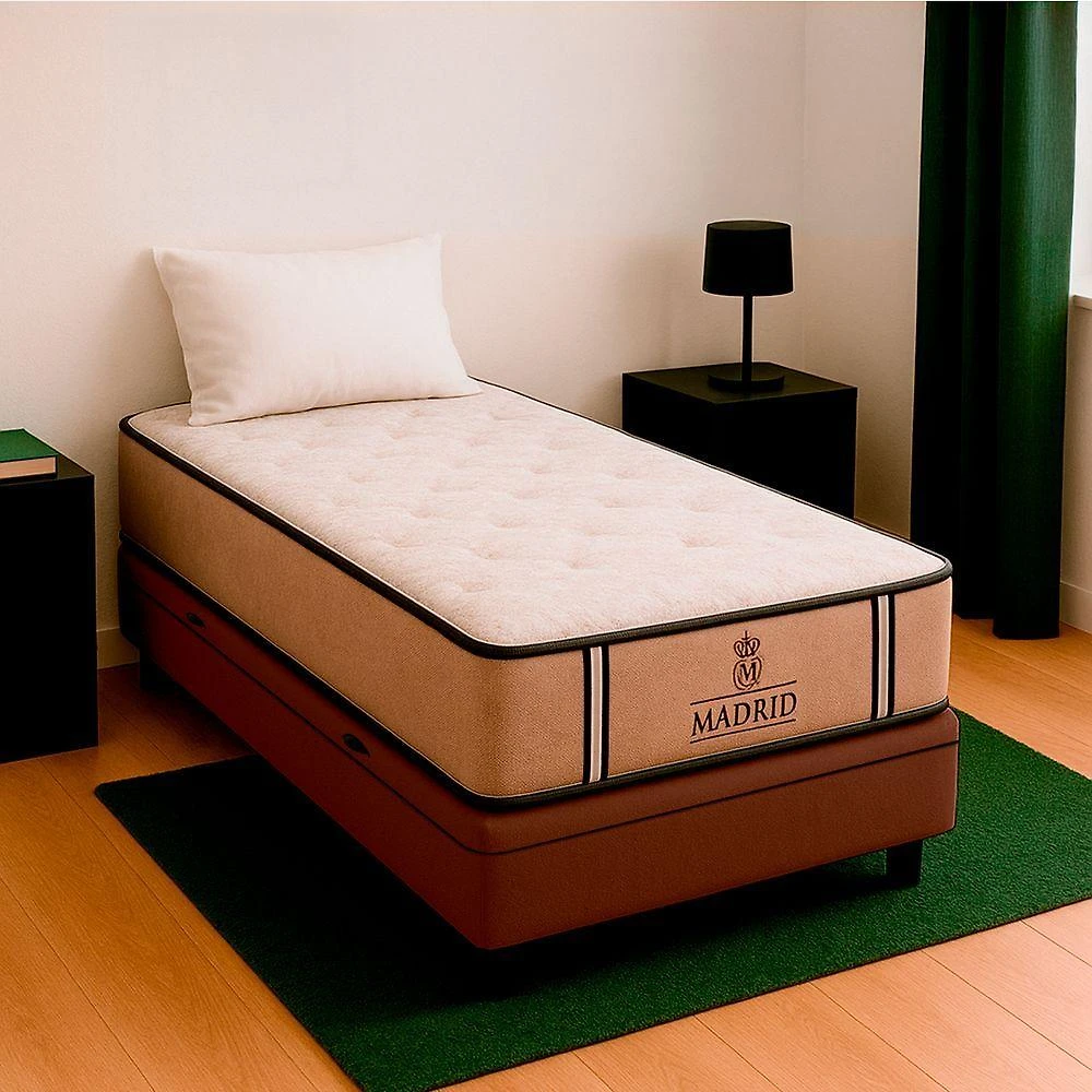 Cama Box Solteiro E Colchão Madrid Molas V-store 88x188x28 Marrom