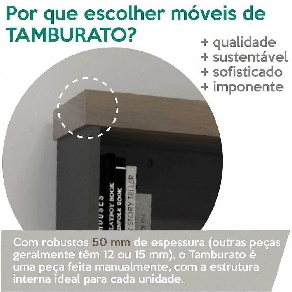 Kit 2 Peças 1 Mesa em L 1 Armário Alto com Nicho Tamburato Conjunto Escritório com Mesa LD com Armário Diretor Artany Charuto/Preto