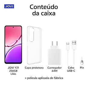 Smartphone JOVI Y21 4G Tela 6.68" 256GB Câmera 50MP Bateria 6500mAh Lilás