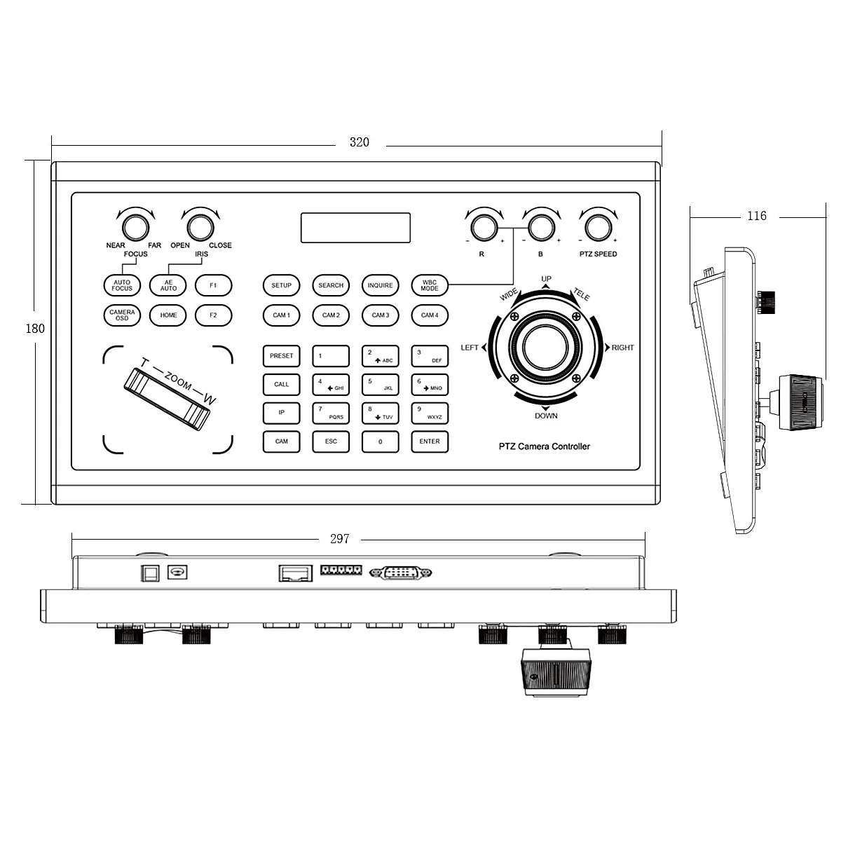 Controladora PTZ KBD2000 Joystick 4D IP PoE