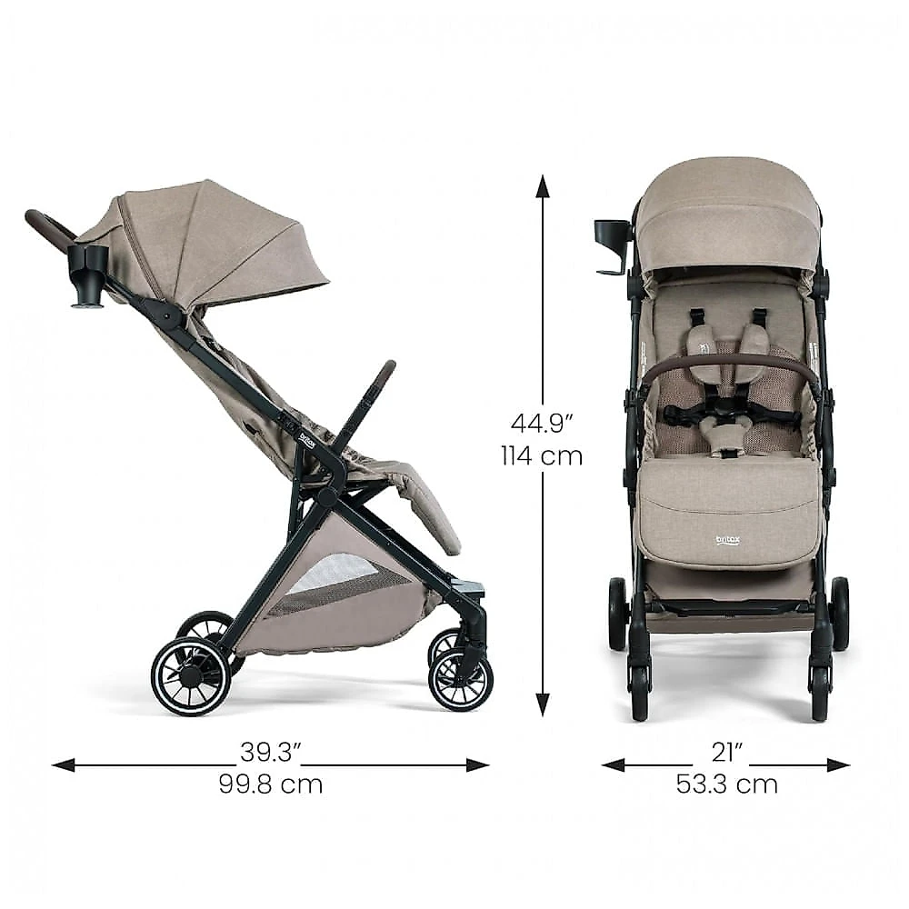 Carrinho Britax Juniper+ Teca Sistema de Viagem Compacto com Cadeirinha Compatível
