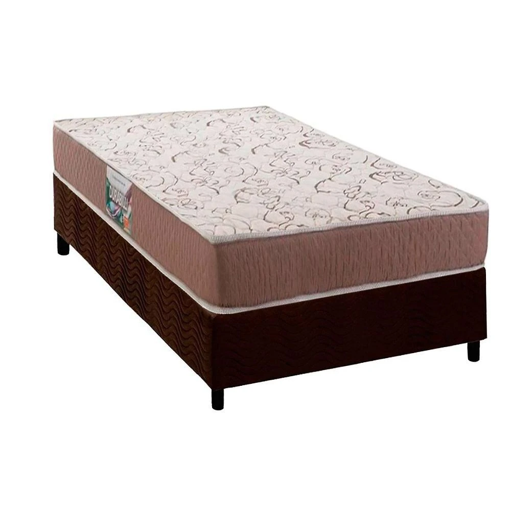 Cama Box com Colchão Solteiro CRC Durabilli D65 Anatômico Suede Brown Marrom Herval
