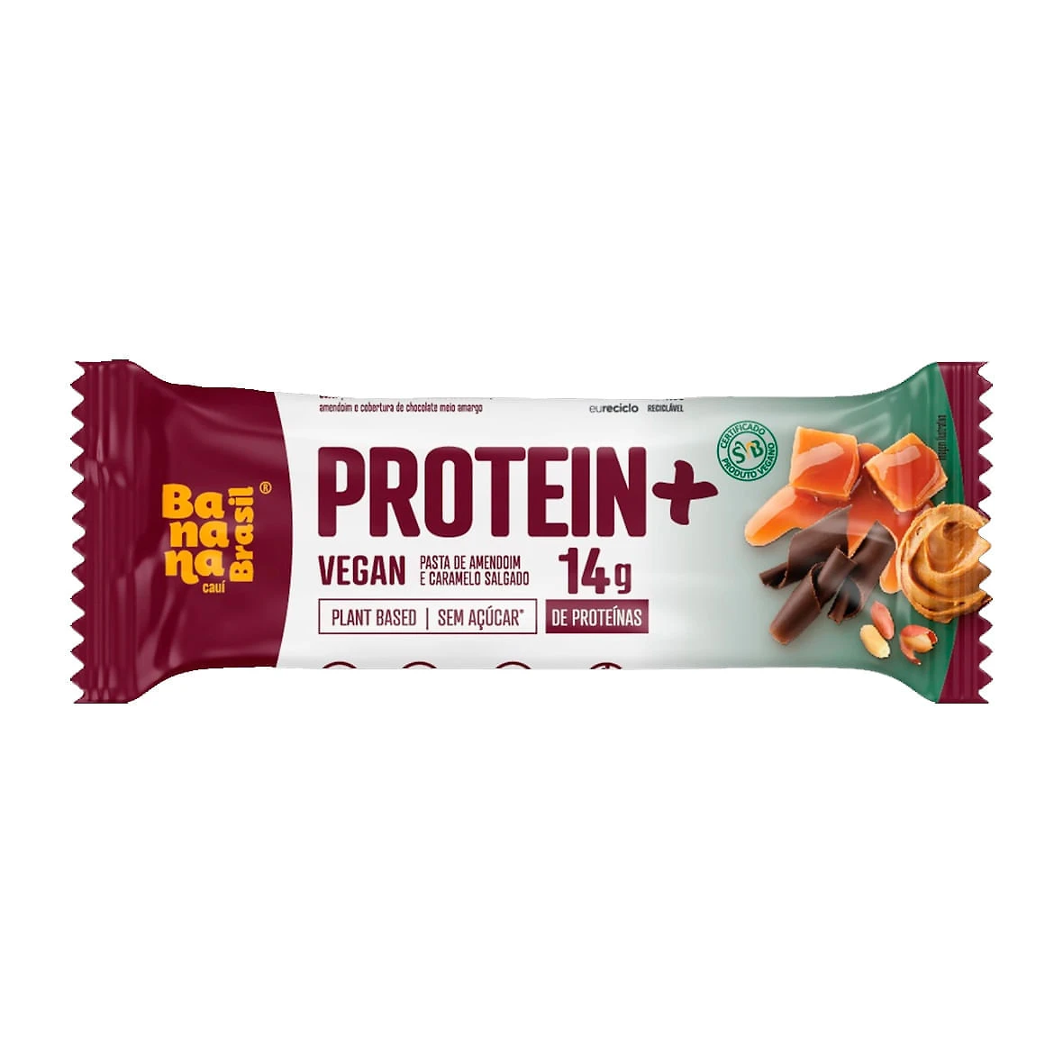 Barra de Proteína Protein+ com 14g de Proteína Sabor Pasta de Amendoim e Caramelo Salgado Zero 50g