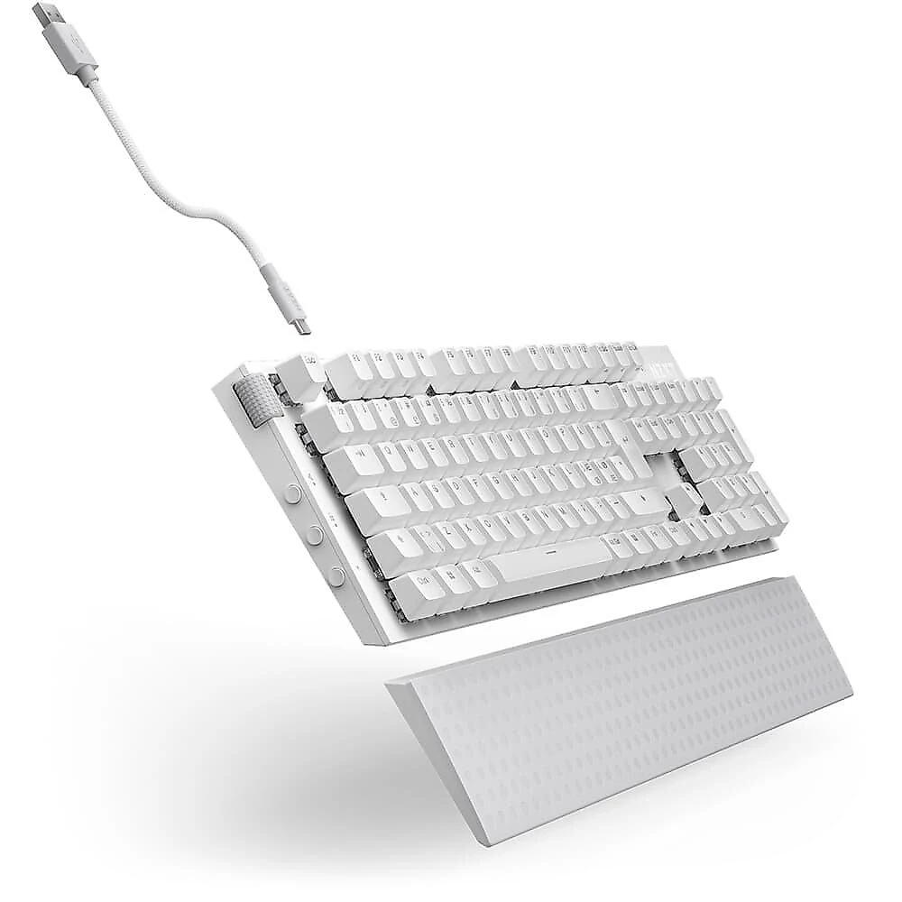 Teclado Óptico Gamer NZXT Function 2 Full Size, RBG, USB-C, Layout US, Branco - KB-001NW-US