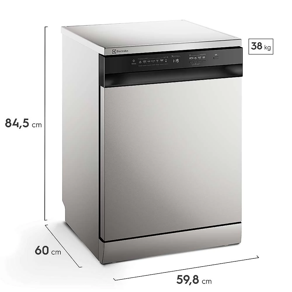 Lava-Louça Electrolux 14 Serviços Inox com Programa Lava e Seca 50' LS14E 127V