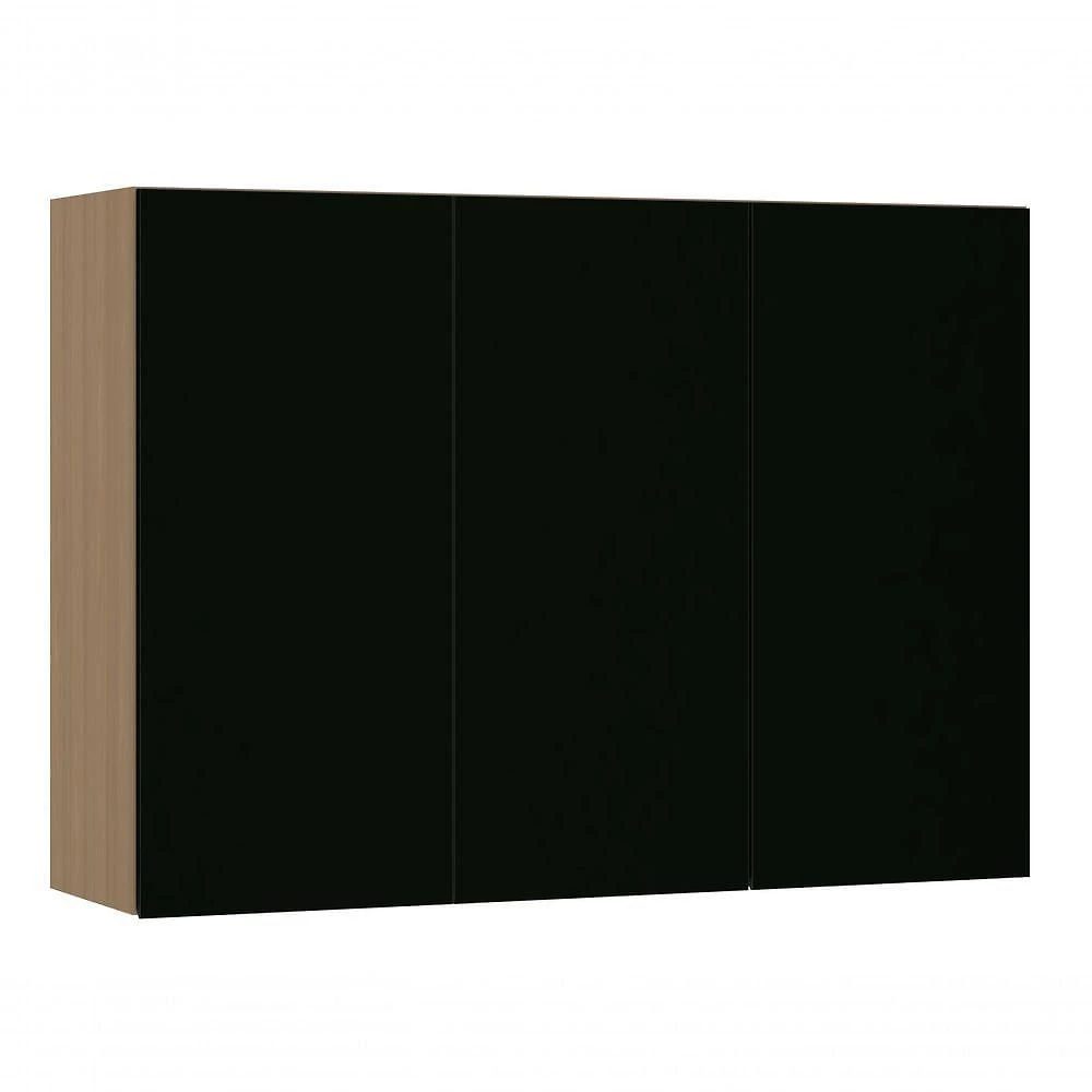 Armário Aéreo Slim 120cm 3 Portas MDP Giratória Preto Luciane Móveis