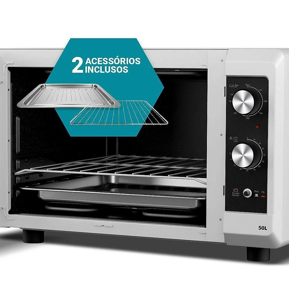 Forno Elétrico Bancada Philco PFE56B 50L 1750W Dupla Resistência Branco 110V