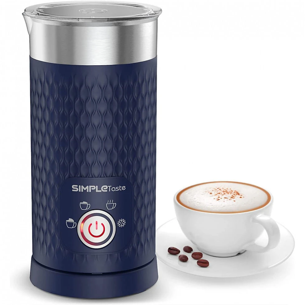 Miniatura Espumador de Leite Elétrico 300 mL 4 em 1 com Modo Automático, 110V, SIMPLETASTE, Azul