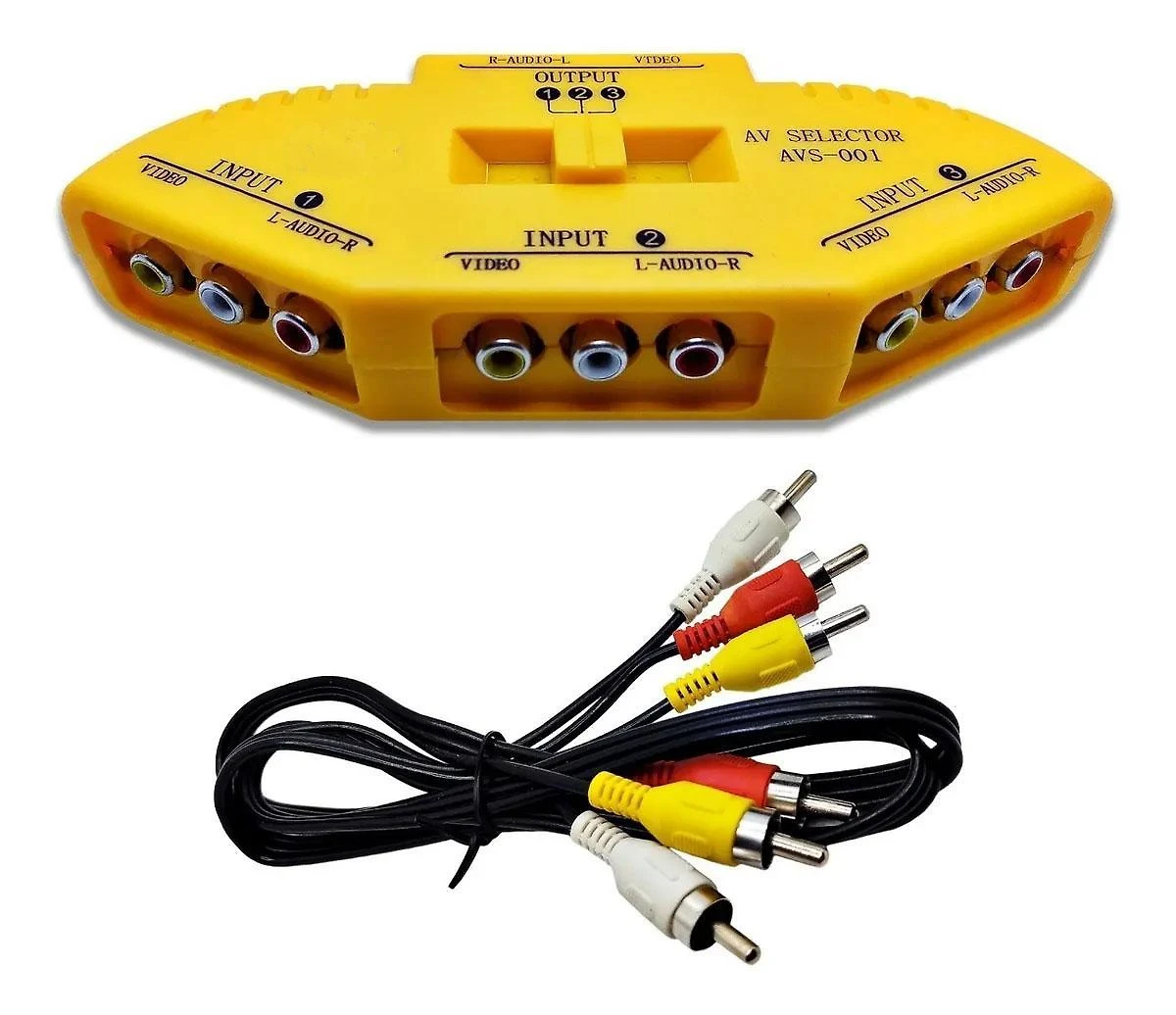 Miniatura Chave Seletora De Áudio E Vídeo Chaveador Rca + Cabo Av
