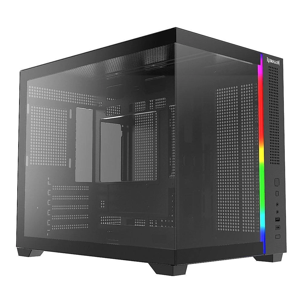 Gabinete Gamer Redragon Wideload, RGB, Mini Tower, Micro ATX, Preto - CA-611B