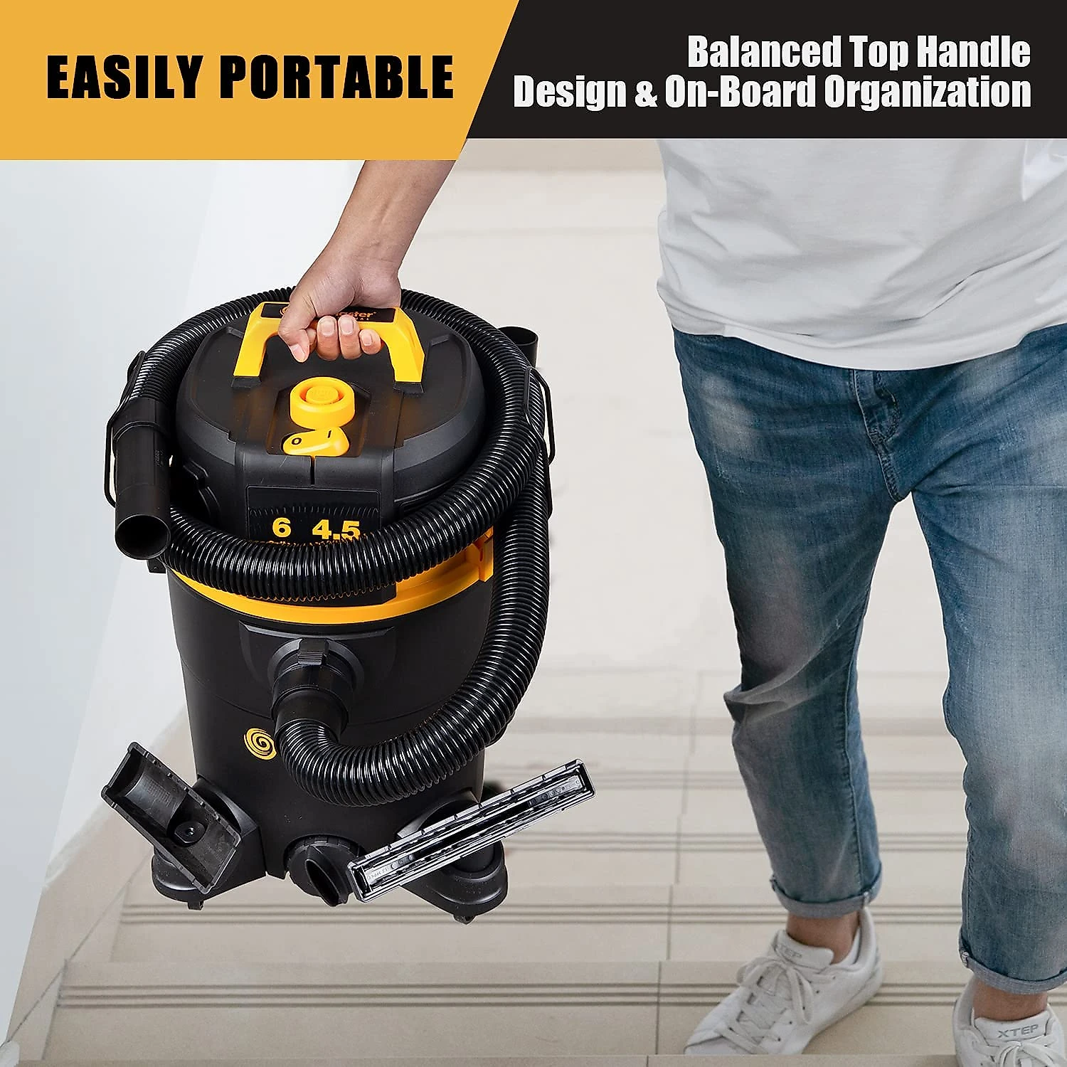 Vacmaster VDK611PF Aspirador de Pó Seco e Úmido 22L 45 Pico H P com Extensores 110V Preto