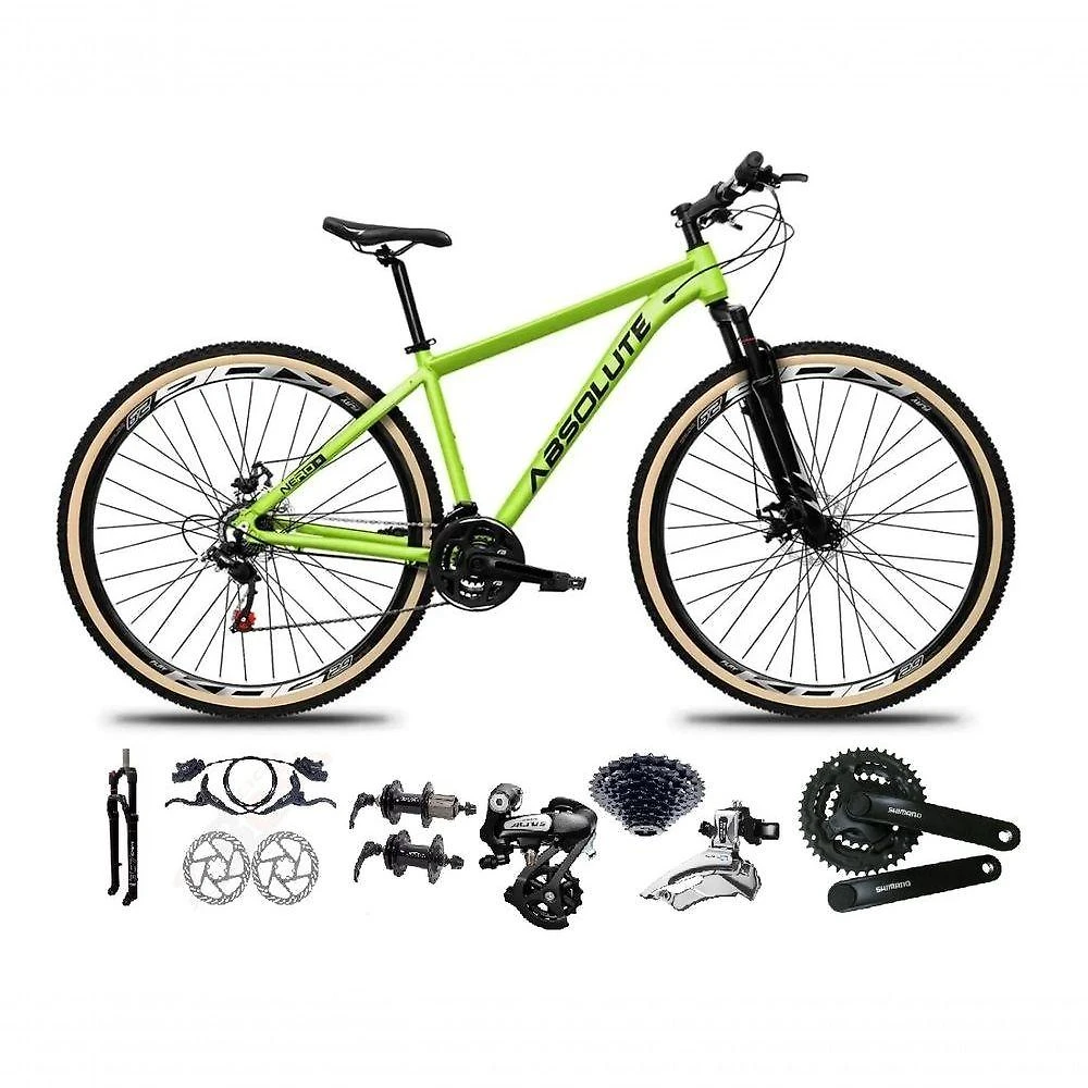 Bicicleta Aro 29 Absolute Nero 5 Câmbios Shimano Altus 24v Freio Hidráulico Garfo C-trava Verde Tam: 17