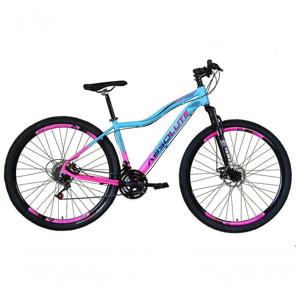 Bicicleta Aro 29 Absolute Hera Feminina Alumínio 24v Freio A Disco Garfo Suspensão Azul-Rosa 17