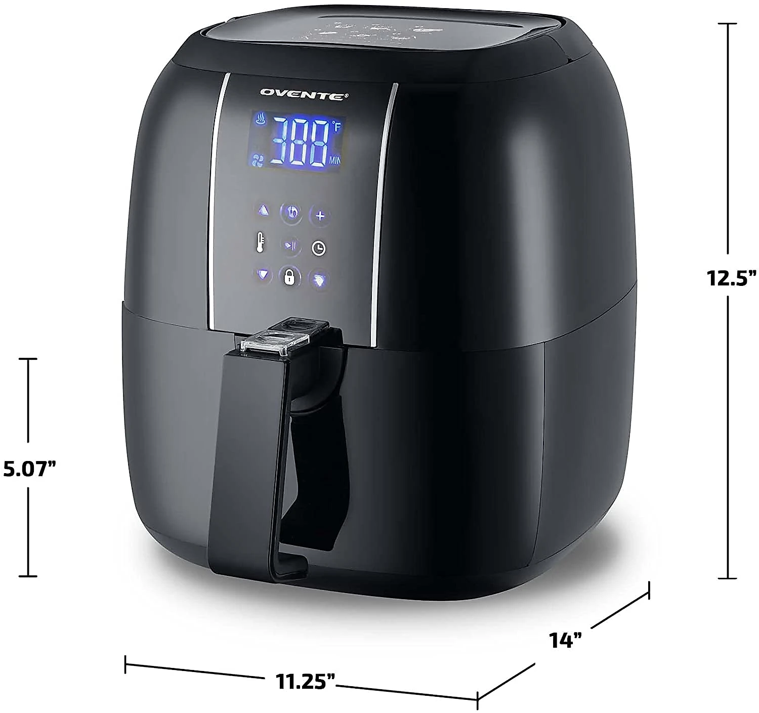 Ovente FAD61302B Fritadeira Elétrica AirFryer 32L de Capacidade e Painel de Controle Digital 110V1400W Preta